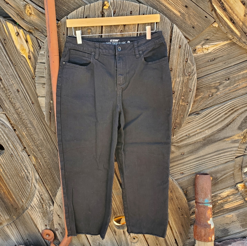 ♧ HT Denim Crop High Waisted Jeans Black Size 9